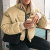 Women's Casual Corduroy Thick Winter Parka with blonde model