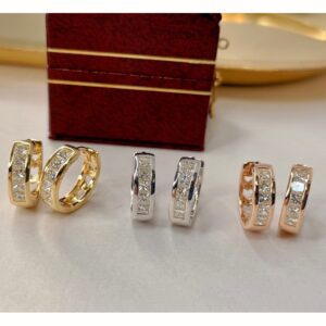 18K Solid Gold Diamond Hoop Earrings (0.50ct) - Available in White, Yellow, and Rose Gold